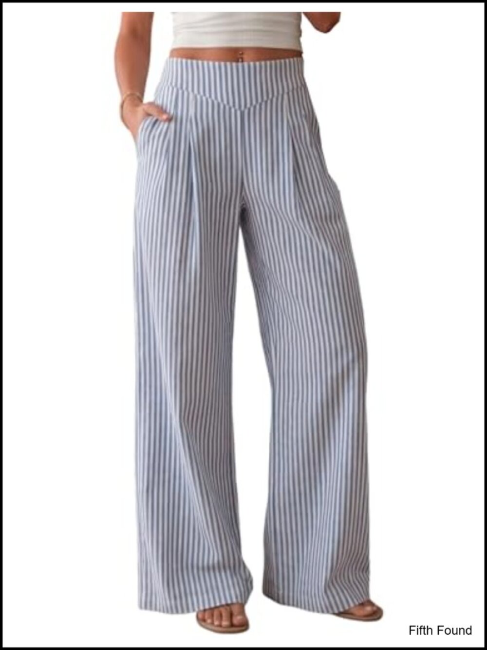 Women's Wide Leg Cotton Linen Blend Pants High Rise Pull On
